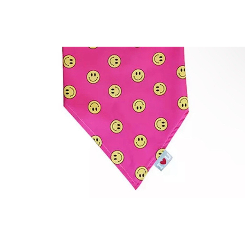 Pet Smiley Face Bandanna Med/Large•hook & Loop Closure• Hot Pink - Picture 2 of 6